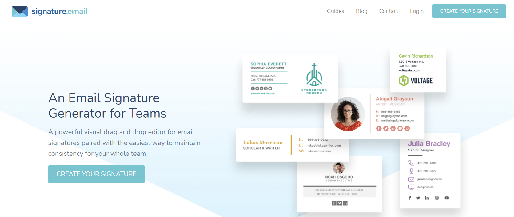 Page d'acceuil de signature.email